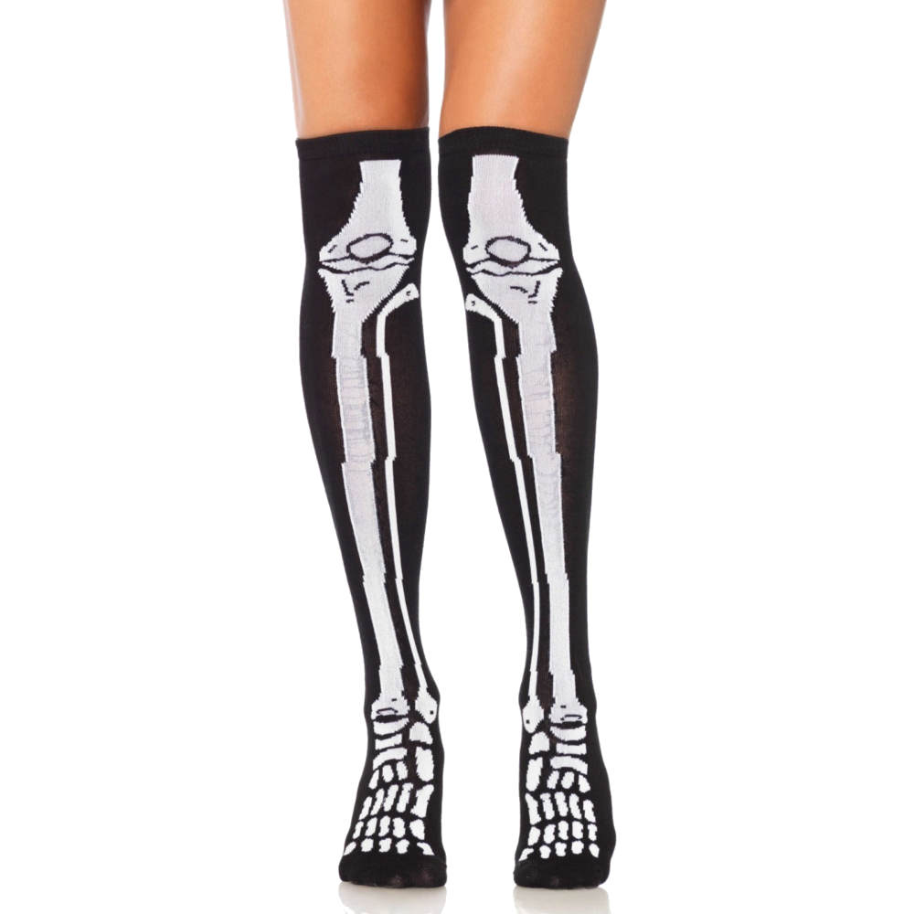Leg Avenue - Over the knee Overknee sokken - Zwart/Wit